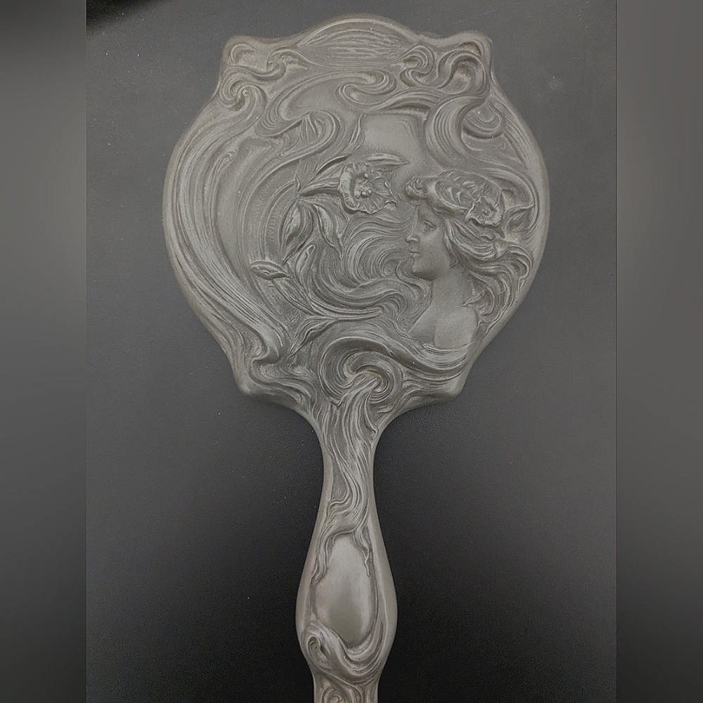 Vintage Beauty Colored Mirror. Stunning Design On Back.